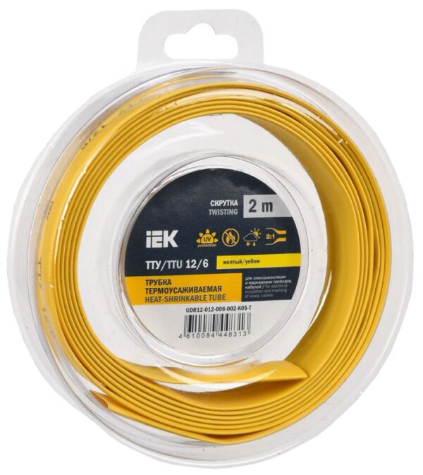 Трубка термоусадочная ТТУ нг-LS 12/6 желт. (уп.2м) IEK UDR12-012-006-002-K05-T (1777116)