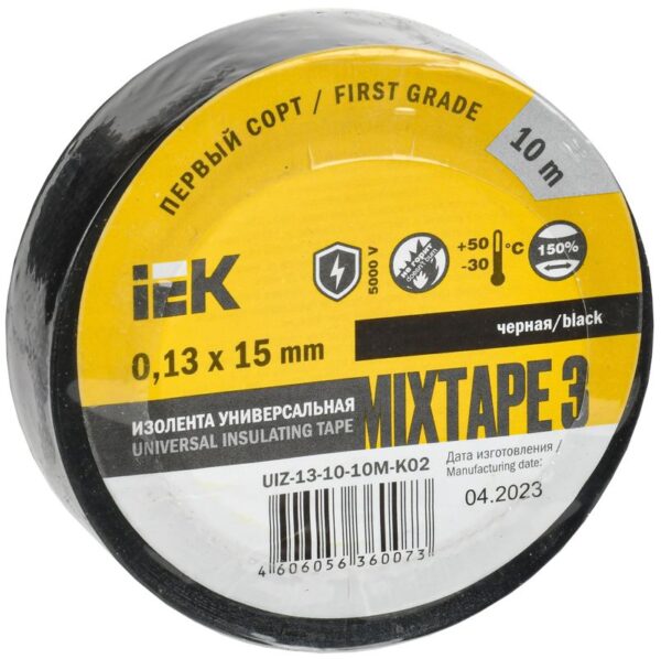 Изолента ПВХ 0.13х15мм (рул.10м) черн. IEK UIZ-13-10-10M-K02 (304394)