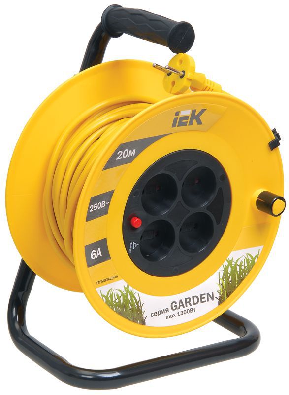 Удлинитель на катушке 4х20м без заземл. 6А IP20 Garden УК20 2х0.75 термозащита IEK WKP23-06-04-20 (277731)