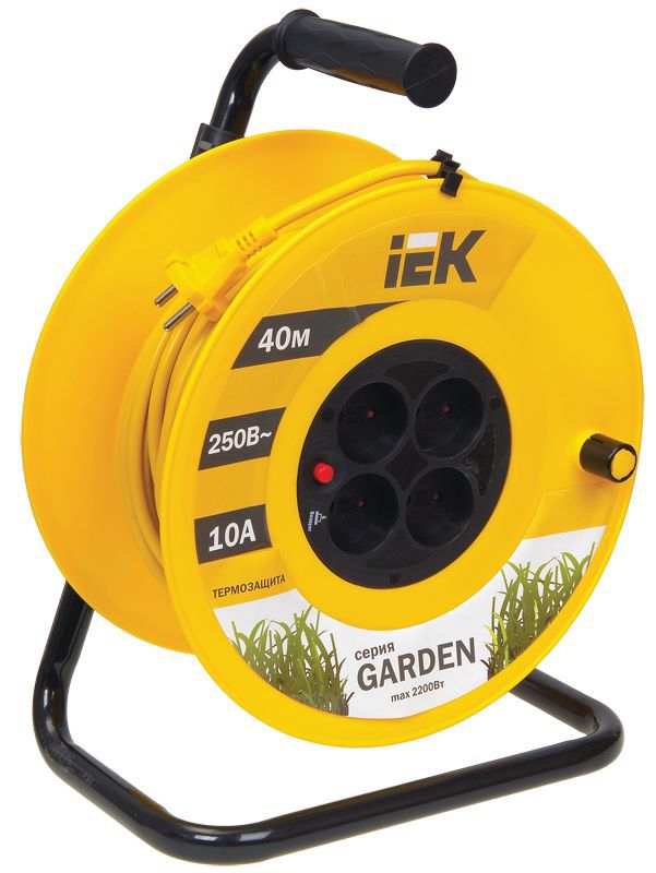 Удлинитель на катушке 4х40м без заземл. 10А IP20 Garden УК40 2х1 термозащита IEK WKP23-10-04-40 (277733)