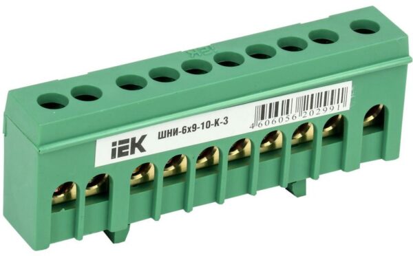 Шина PE "земля" в корп. изол. на DIN-рейку ШНИ-6х9-10-К-З IEK YNN10-69-10KD-K06 (269287)