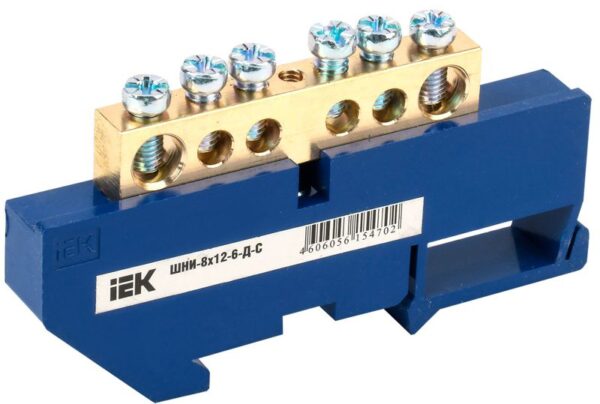 Шина нулевая на DIN-изол. ШНИ-8х12-6-Д-С IEK YNN10-812-6D-K07 (1037440)