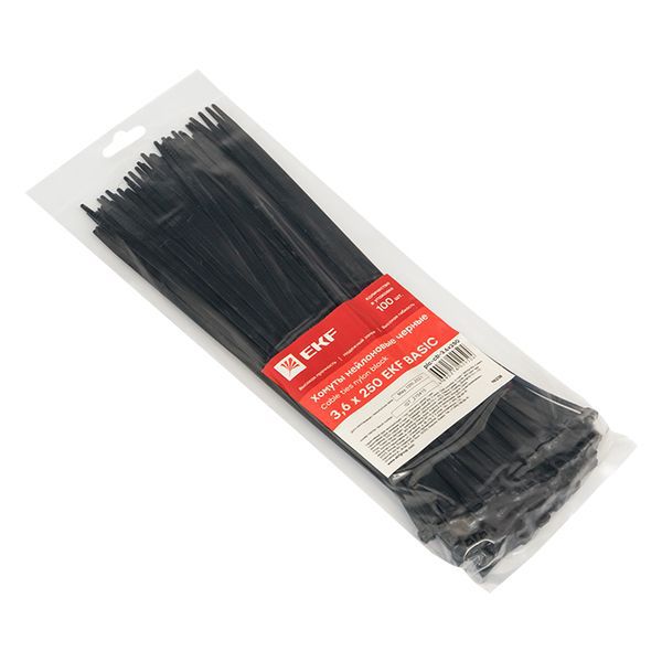 Хомут кабельный 3.6х250 нейл. черн. (уп.100шт) EKF plc-cb-3.6x250 (213285)