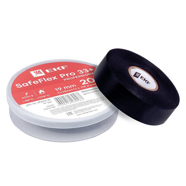 Изолента ПВХ 19мм (рул.20м) SafeFlex Pro 33+ EKF plc-iz-sfpro-b (1306509)