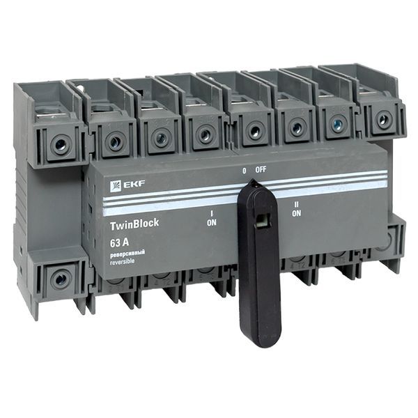 Рубильник 4п 63А реверсивный с рукояткой для прямой установки TwinBlock EKF tb-s-63-4p-rev (1752400)