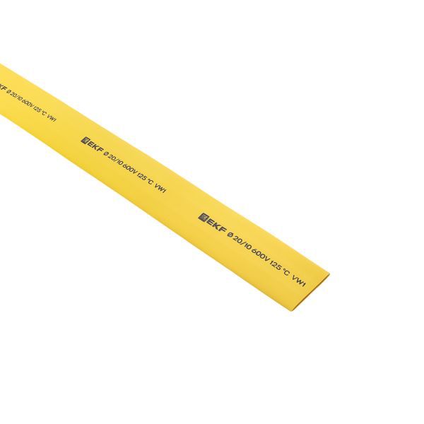 Трубка термоусадочная ТУТ нг 20/10 желт. 1м (уп.50м) PROxima EKF tut-20-y-1m (470251)